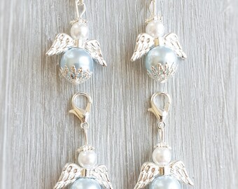 20 pendentifs ange gardien ange baptême communion mariage argent plaqué porte-bonheur ange naissance charme invité cadeau perles perles bleu clair