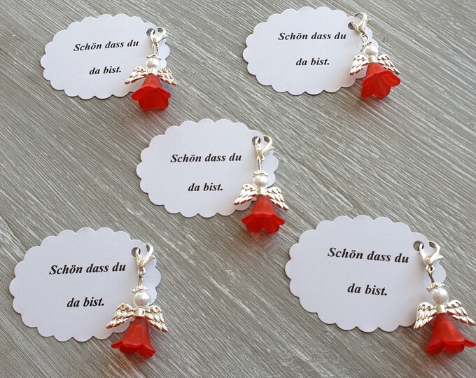 20 Guardian Angel Pendants + 20 Cards Baptism Communion Wedding Lucky Charm Silver Plated Guest Gift Wings Note Personalizable