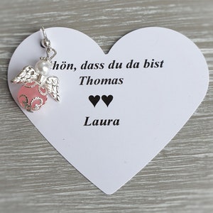 10 beschermengelhangers + 10 kaarten doopsel communie bruiloft geluksbedel hart verzilverd gastgeschenk bedel gepersonaliseerde liefde