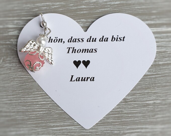 10 Guardian Angel Pendants Angel + 10 Cards Baptism Communion Wedding Lucky Charm Heart Silver Plated Gift Charm Personalizable Love