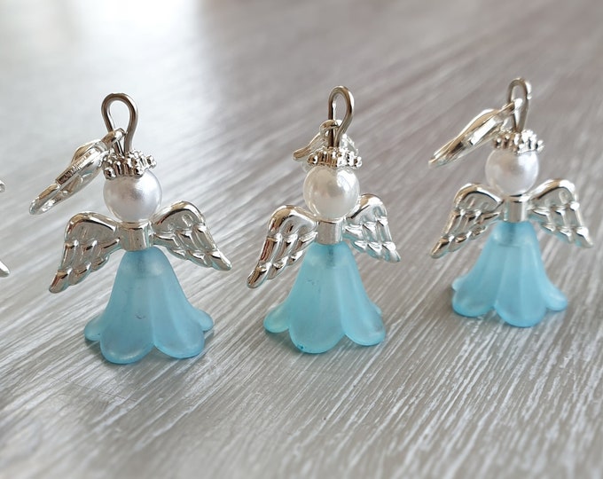 20 Guardian Angel Pendants Angel Baptism Confirmation Angel Birth Communion Wedding Lucky Charm Silver Plated Guest Gift Pearls Mother of Pearl