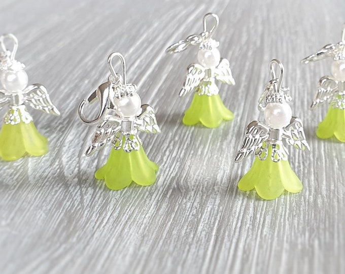 15 Guardian Angel Pendant Angel Light Green Baptism Communion Wedding Confirmation Angel Birth Lucky Charm Silver Plated Gift