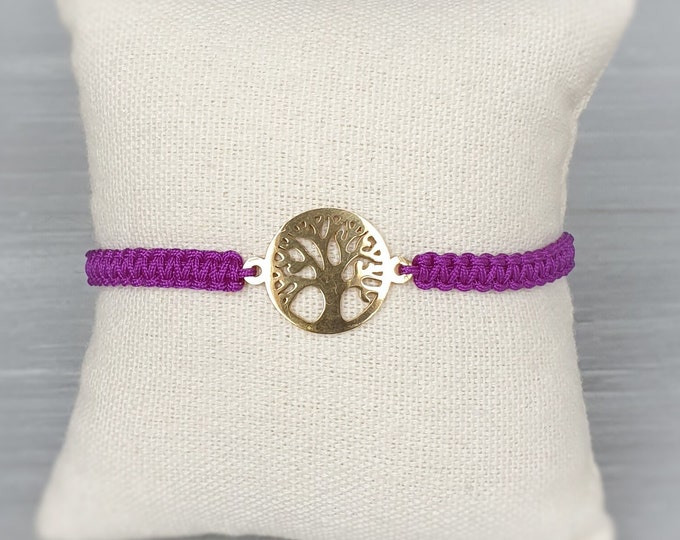 Bracelet Macrame Stainless Steel Tree of Life Tree of Life Lucky Charm Braided Bracelet, Bracelet Friendship Bracelet Girlfriend Color Choice
