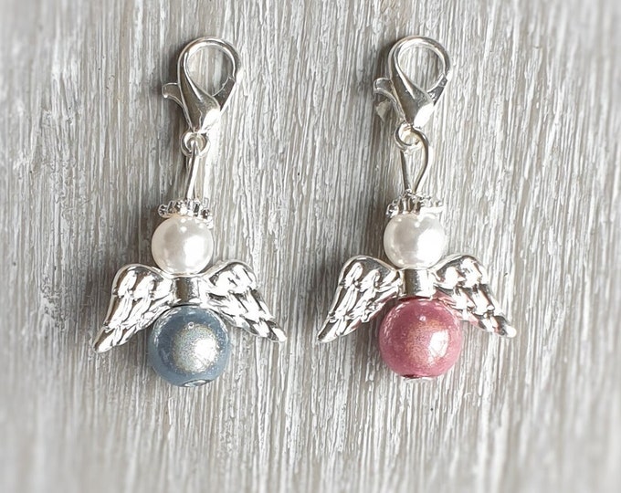 10 Guardian Angel Pendant Angel Baptism Communion Wedding Confirmation Lucky Charm Guest Gift Pearls Miracle Beads 5 grey/green 5 pink