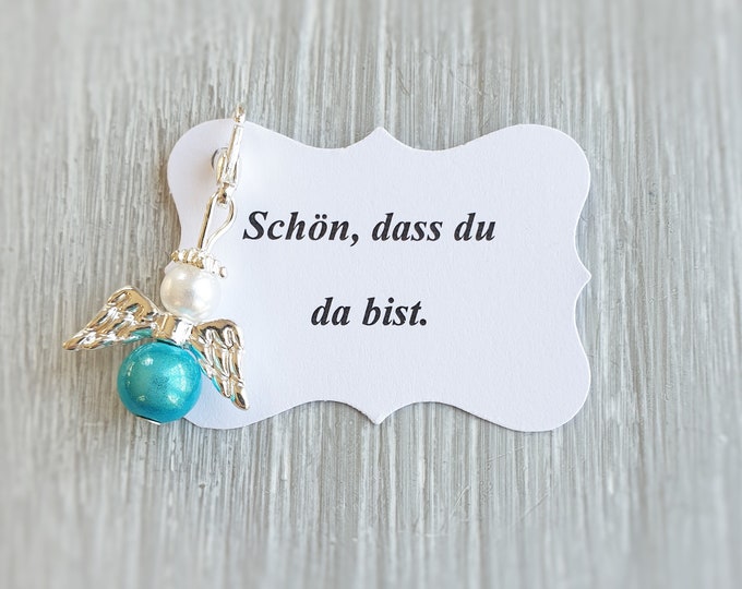 20 Guardian Angel Pendant Angel Baptism Communion Wedding Lucky Charm Silver Plated Wing Note Personalizable Turquoise Gift