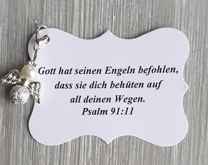 10 Schutzengel Anhänger + 10 Kärtchen Taufe Kommunion Hochzeit Glückbringer Charm Gastgeschenk Engelchen Vermerk personalisierbar glänzend