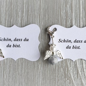 10 Beschermengelhangers + 10 Kaarten Doop Communie Bruiloft Geluksbrenger Bevestiging Glanzende Gast Geschenk Engel Notitie Personaliseerbaar