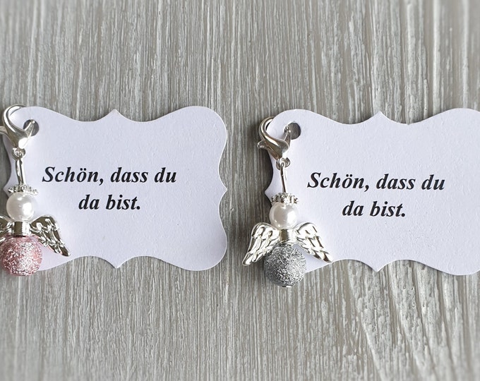 10 Guardian Angel Pendants + 10 Cards Baptism Communion Wedding Lucky Charm Confirmation Shiny Guest Gift Angel Note Personalizable
