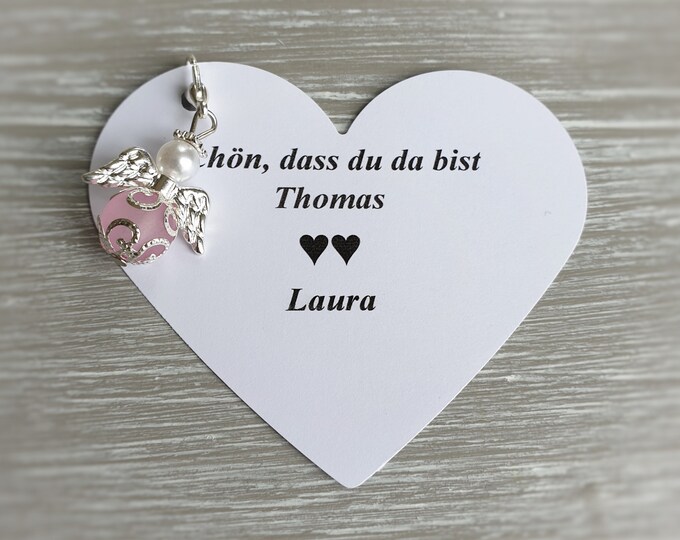 10 Guardian Angel Pendants Angel + 10 Cards Baptism Communion Wedding Lucky Charm Heart Silver Plated Gift Charm Personalizable Love