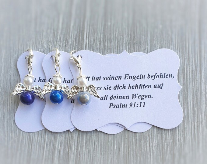 20 Guardian Angel Pendant Angel Baptism Communion Wedding Lucky Charm Miracle Pearls Guest Gift Confirmation Note Personalizable Blue