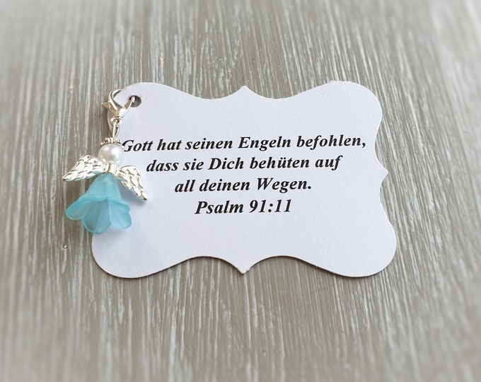 20 Guardian Angel Pendant Angel Light Blue Baptism Communion Wedding Lucky Charm Silver Plated Guest Gift Wings Note Personalizable