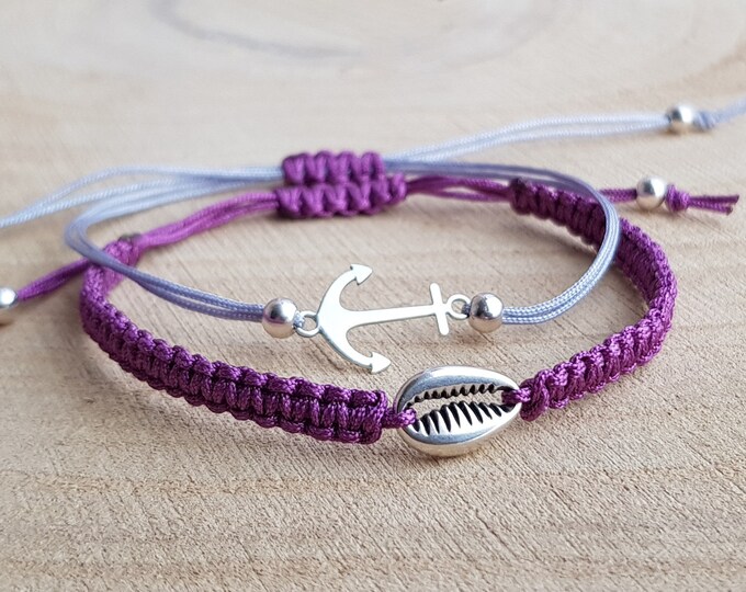 2X Bracelets Macrame Anchor Filigree Couple Lucky Charm Braided Bracelet Friendship Bracelet Macrame Bracelet Girlfriend Color Choice Bracelet