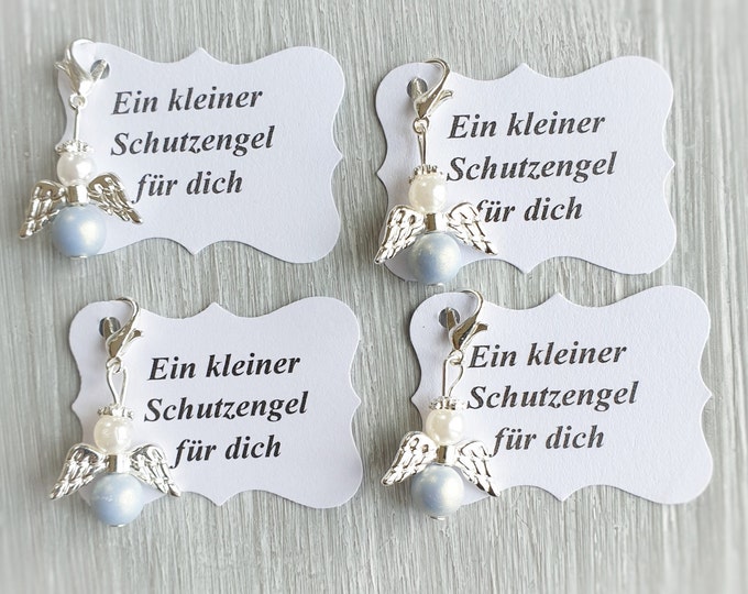20 Guardian Angel Pendants + 20 Cards Baptism Communion Wedding Lucky Charm Silver Plated Guest Gift Angel Personalizable spc