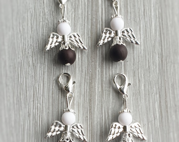 10 Guardian Angel Pendant Angel Baptism Communion Wedding Lucky Charm Filigree Silver Plated Guest Gift Angel Matte Pearls