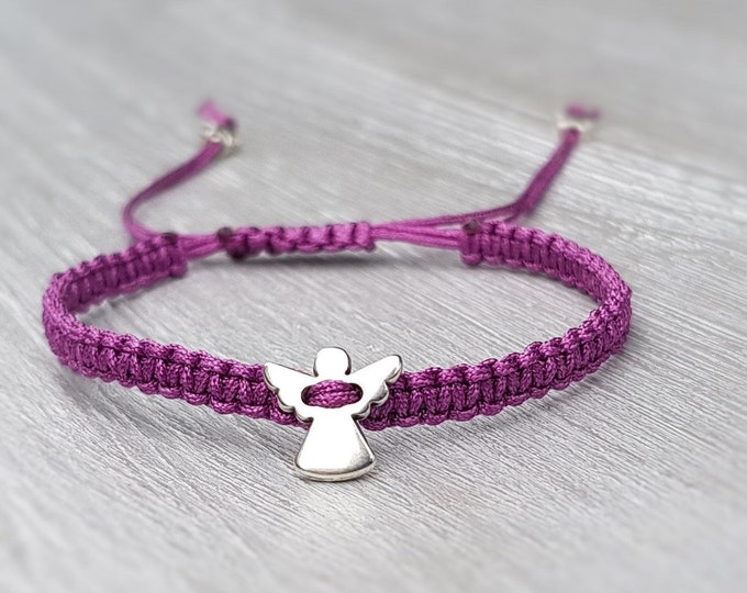 Macrame Bracelet Angel Guardian Angel Lucky Charm Braided Bracelet Friendship Bracelet Macrame Bracelet Girlfriend Band Color of Choice Bracelet
