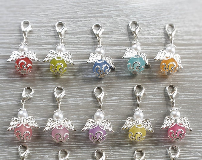 10 Guardian Angel Pendants Angel Baptism Communion Multi-colored Wedding Confirmation Lucky Charm Silver-plated Guest Gift Colorful