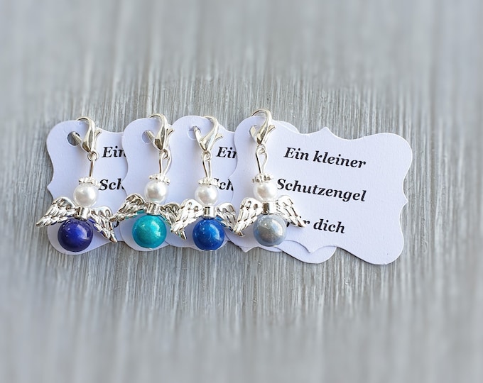 20 Guardian Angel Pendant Angel Baptism Communion Wedding Lucky Charm Miracle Pearls Guest Gift Confirmation Note Personalizable Blue