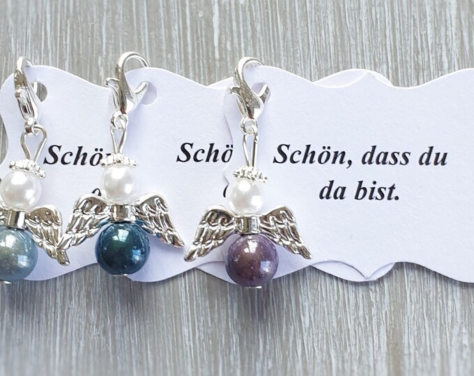 10 Guardian Angel Pendant Angel Baptism Communion Wedding Lucky Charm Silver Plated Guest Gift Note Personalizable Miracle Beads