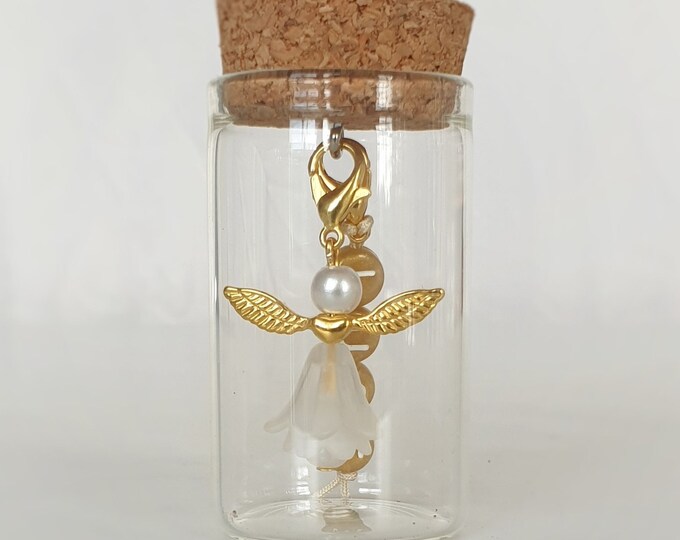 Guardian angel pendant with glass personalized angel wedding baptism communion lucky charm guest gift confirmation little angel