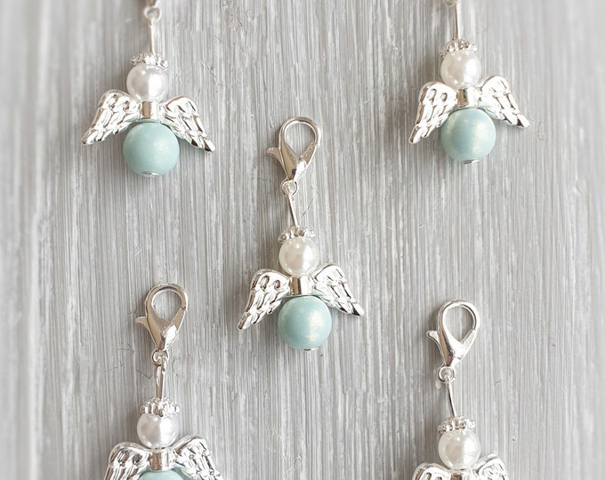 10 Guardian Angel Pendants Angel Baptism Communion Wedding Confirmation Birth Lucky Charm Silver Plated Gift Green/Light Turquoise