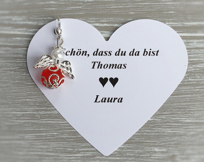 10 Guardian Angel Pendants Angel + 10 Cards Baptism Communion Wedding Lucky Charm Heart Silver Plated Gift Charm Personalizable Love