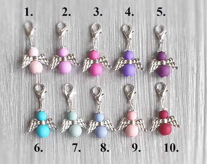 10 Guardian Angel Pendant Angel Baptism Communion Multi-colored Wedding Confirmation Lucky Charm Silver Plated Gift Colorful Confirmation Angel