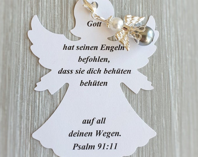 5 guardian angel pendants + 5 cards baptism communion wedding lucky charm guest gift angel pearls confirmation silver-plated spc