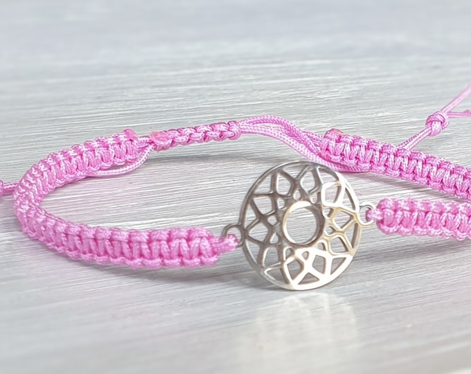 Bracelet Mandala Stainless Steel Flower Boho Yoga Macramé Stainless Steel Lucky Charm Braided Bracelet Friendship Bracelet Girlfriend