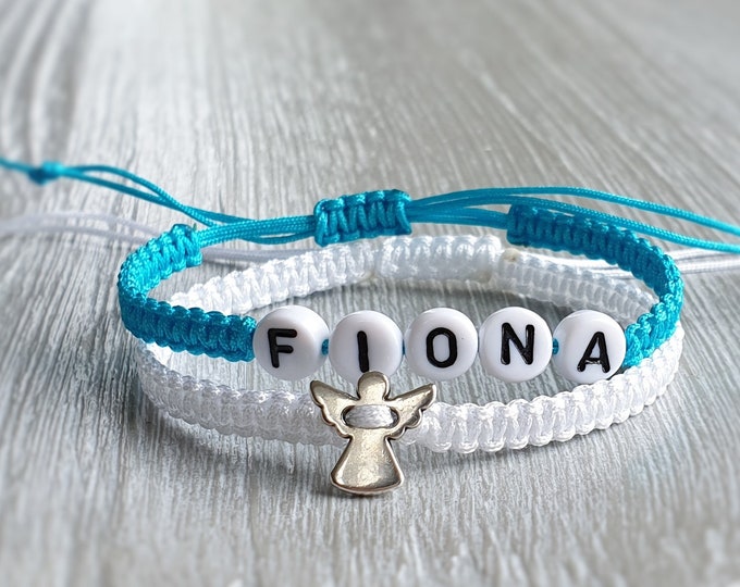 2X Bracelets Angel Macramé Guardian Angel Lucky Charm Braided Bracelet Customizable Color Choice Friendship Bracelet Macrame Bracelet Girlfriend
