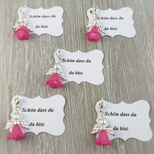 20 beschermengelhangers + 20 kaarten, doop, communie, bruiloft, geluksbrenger, verzilverde gastgeschenknoot, aanpasbaar
