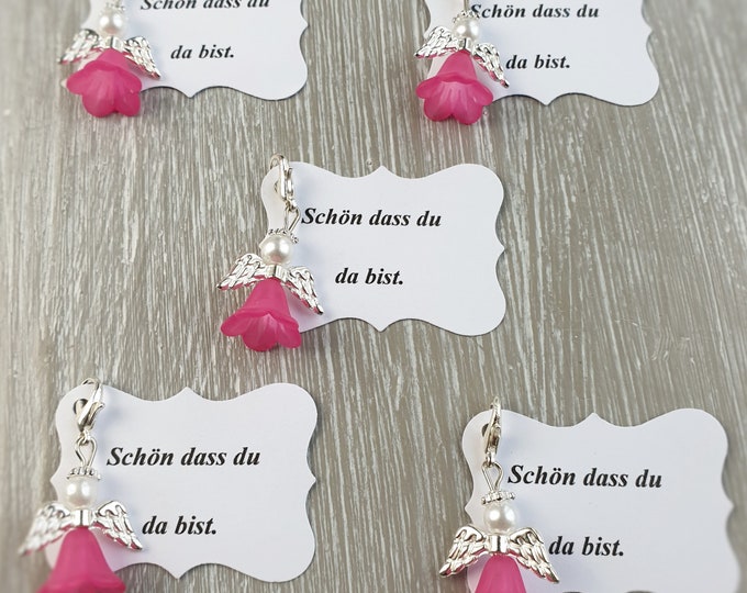 20 Guardian Angel Pendants Angel + 20 Cards Baptism Communion Wedding Lucky Charm Silver Plated Guest Gift Note Personalizable