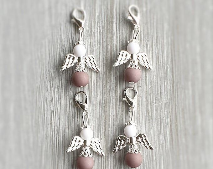 10 Guardian Angel Pendant Angel Baptism Communion Wedding Lucky Charm Filigree Silver Plated Guest Gift Angel Matte Pearls