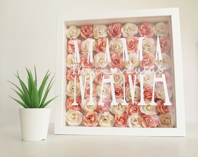 Personalized Mom with 2 first names silk roses 3D frame personalized gift for Mother's Day, Mom decoration many color options Mom