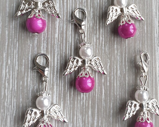 10 Guardian Angel Pendant Angel Baptism Communion Wedding Lucky Charm Silver Plated Mother of Pearl Guest Gift Pearls Miracle Beads