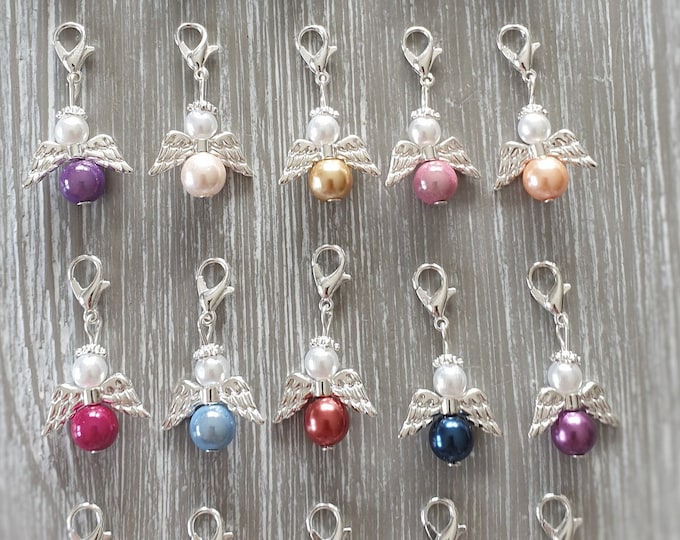 10 Guardian Angel Pendants Angel Baptism Communion Confirmation Multi-colored Wedding Lucky Charm Silver-plated Guest Gift Colorful