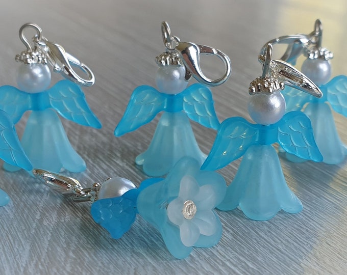 20 Guardian Angel Pendant Angel Baptism Communion Wedding Lucky Charm Silver Plated Mother of Pearl Guest Gift Confirmation Angel