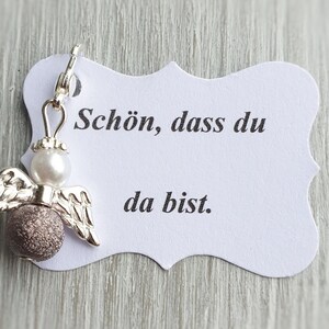 10 Beschermengelhangers + 10 Kaarten Doop Communie Bruiloft Geluksbrenger Bevestiging Glanzende Gast Geschenk Engel Notitie Personaliseerbaar