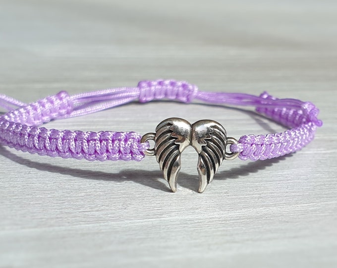 Macrame bracelet wings guardian angel bracelet handmade angel large color selection. Pendant angel lucky charm gift