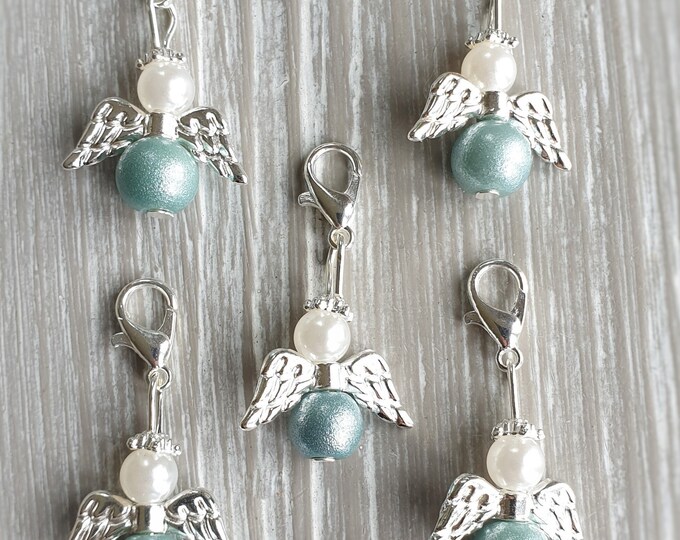 20 Guardian Angel Pendant Angel Baptism Communion Wedding Confirmation Birth Lucky Charm Silver Plated Birthday Gift Pearls