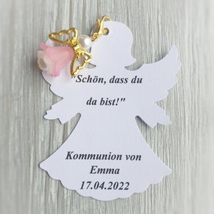 5 pendentifs ange gardien + 5 pendentifs cartes, baptême, communion, mariage, porte-bonheur, cadeau d'invité argenté, ange aile, ange de confirmation