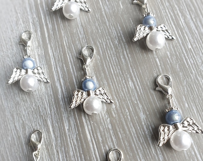 10 Guardian Angel Pendants Angel Baptism Communion Wedding Lucky Charm Silver Plated Guest Gift Angel Miracle Beads