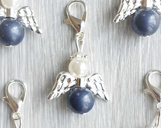 20 Guardian Angel Pendant Angel Baptism Communion Wedding Confirmation Birth Lucky Charm Silver Plated Gift Dark Blue Spc