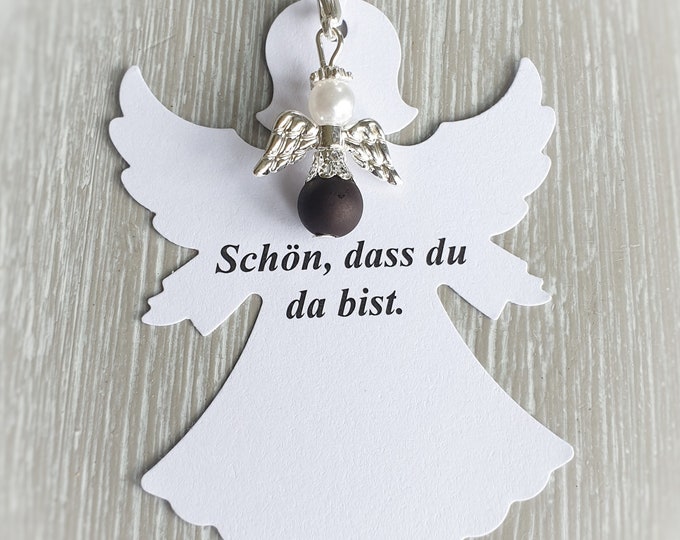 5 Guardian Angel Pendants + 5 Cards "It's nice that you're here." Angel Baptism Communion Wedding Lucky Charm Silver-Plated Guest Gift