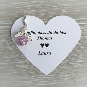 10 beschermengelhangers + 10 kaarten doopsel communie bruiloft geluksbedel hart verzilverd gastgeschenk bedel gepersonaliseerde liefde