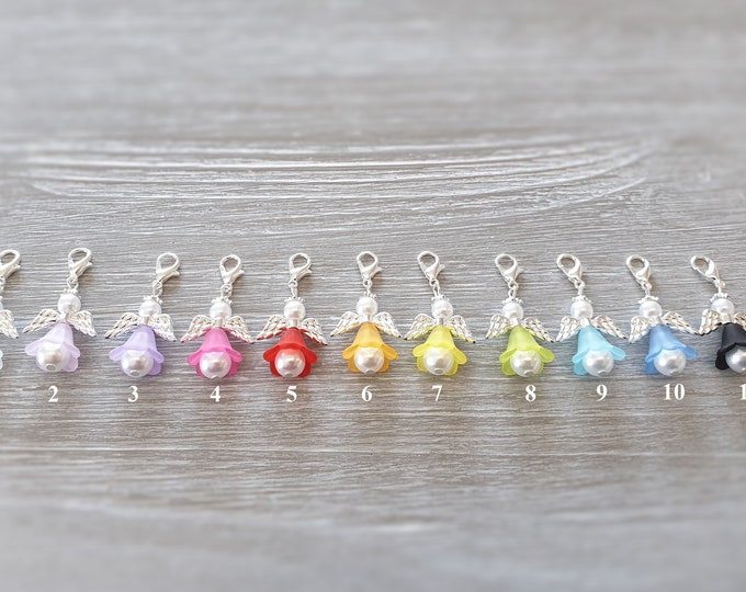 20 Guardian Angel Pendant Angel Baptism Communion Wedding Lucky Charm Silver Plated Mother of Pearl Gift Rainbow