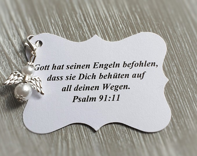 20 Guardian Angel Pendants + 20 Cards Baptism Communion Wedding Lucky Charm Silver Plated Gift Angel Note Personalizable
