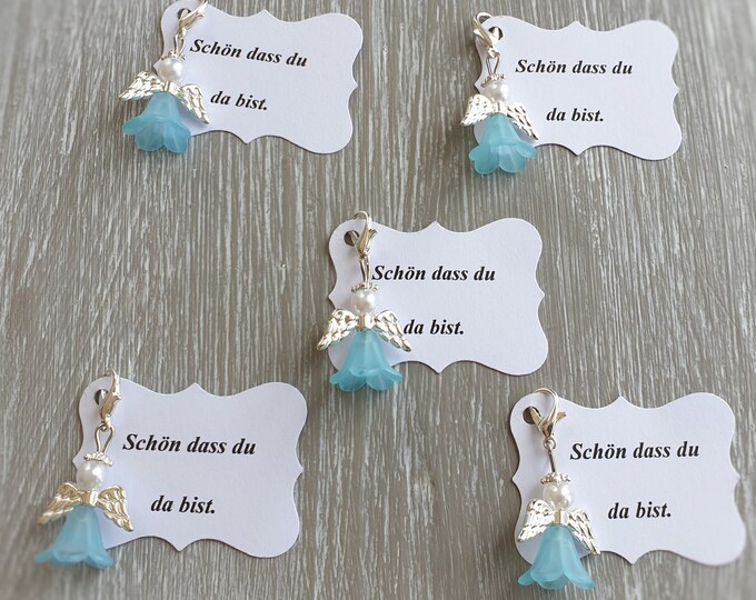 20 Guardian Angel Pendants + 20 Cards Baptism Communion Wedding Lucky Charm Silver Plated Guest Gift Wings Note Personalizable