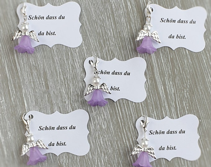 20 Guardian Angel Pendants Angel + 20 Cards Baptism Communion Wedding Lucky Charm Silver Plated Guest Gift Note Personalizable