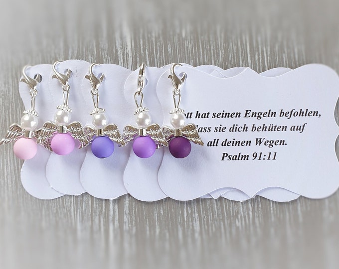 20 Guardian Angel Pendants + 20 Cards Baptism Communion Wedding Lucky Charm Silver Plated Gift Angel Note Personalizable