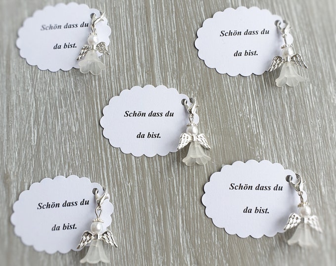 20 guardian angel pendants + 20 cards baptism communion wedding lucky charm silver-plated guest gift note personalizable